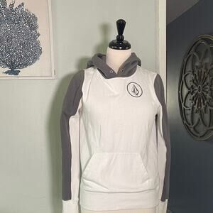 Volcom Two-Tone Hoodie in White and Gray